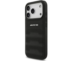 AMG odinis dėklas su reljefiniais linijiniais logotipais iPhone 17 Pro – Juodas