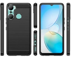Anglies pluošto dėklas, skirtas Infinix Hot 12 Pro, lankstus silikoninis, juodas