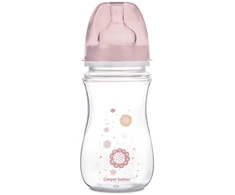 CANPOL 35/217 Easystart naujagimiui plačiai atidaromas buteliukas nuo dieglių 240 ml rožinės gėlės