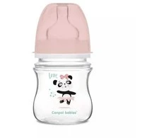 Canpolbabies CANPOL 35/220 EasyStart Egzotiškas plačiai atidaromas buteliukas nuo dieglių 120ml rožinis