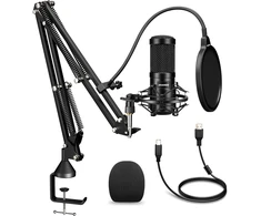 Aokeo USB kondensatorinis mikrofonas su stalo laikikliu, 192 kHz/24-bit, kardioidinis, AK-60
