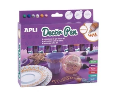 APLI 3D efektą suteikiantys metalizuoti markeriai „Decorpen“ (6 vnt.)