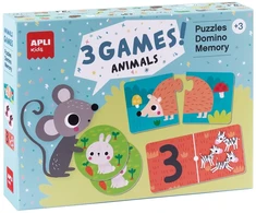 APLI Kids 3 žaidimai: Gyvūnai – dėlionė, domino, atmintis