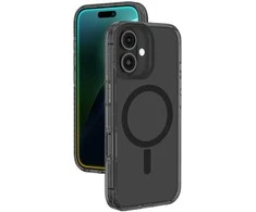 Apsauginis juodas iPhone 16 dėklas su magnetiniu žiedu AmazingThing