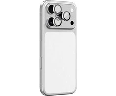 AmazingThing Sapphire Camera Glass skirtas Apple iPhone 17 Pro / Pro Max – su Sidabrinis Frame