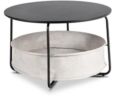 Apvalus kavos staliukas 75 cm, juodas MDF / metalas
