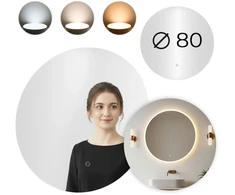 Apvalus LED vonios veidrodis 80 cm su 3 šviesos spalvomis ModernHome