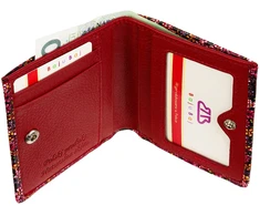 ARES Portfel damski skórzany mały BajuBaj raudona kolorowy RFID