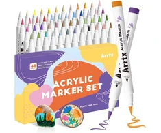 Bez Marki Arrtx akriliniai žymekliai su teptuko tipo antgaliais, 48 vnt., 1–6 mm, atsparūs vandeniui, AACM-0548E
