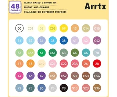 Bez Marki Arrtx akriliniai žymekliai su teptuko tipo antgaliais, 48 vnt., 1–6 mm, atsparūs vandeniui, AACM-0548E