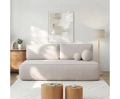 ARVETO kreminės spalvos šenilinė moderni sofa su miegojimo funkcija