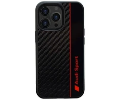 Audi Carbon Fiber Stripe Apple iPhone 13 Pro Max 6.7″ juodos spalvos kietas dėklas AUS-TPUPCIP13 PM-R8/D1-BK