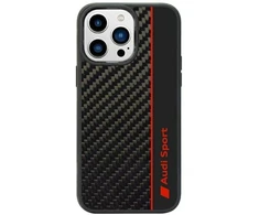 Audi Carbon Fiber Stripe Apple iPhone 14 Pro 6.1″ juodos spalvos kietas dėklas AUS-TPUPCIP14P-R8/D1-BK