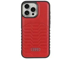 Audi Synthetic Leather MagSafe Apple iPhone 15 Pro Max 6.7″ red kietas dėklas AU-TPUPCMIP15PM-GT/D3-RD