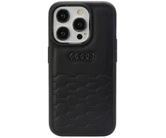 Audi GT Synthetic Leather Apple iPhone 15 Pro 6.1″ juodos spalvos kietas dėklas AU-TPUPCIP15P-GT/D2-BK