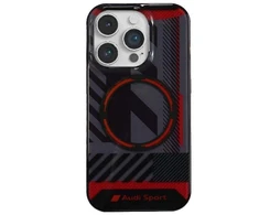 Audi IML Sport MagSafe dėklas Apple iPhone 14 Pro Max 6.7″ juodos spalvos hardcase AU-IMLMIP14PM-RSQ/D2-BK