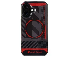 Audi IML Sport MagSafe Apple iPhone 16 6.1″ juodos spalvos kietas dėklas AUS-IMLMIP16-RSQ/D2-BK