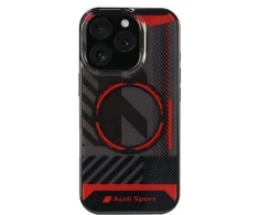 Audi IML Sport MagSafe Apple iPhone 16 Pro 6.3″ juodos spalvos kietas dėklas AUS-IMLMIP16P-RSQ/D2-BK