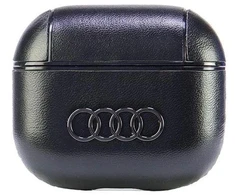 Audi Leather Big Logo AirPods 3 dėklas juodos spalvos AU-AP3-GT/D3-BK