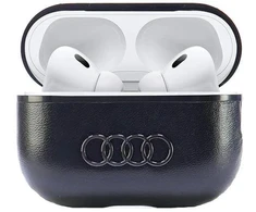 Audi Leather Big Logo AirPods Pro 2 dėklas juodos spalvos AU-APP2-GT/D3-BK
