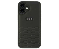 Audi Synthetic Leather Apple iPhone 16 Plus 6.7″ juodos spalvos kietas dėklas AU-TPUPCIP16M-GT/D2-BK
