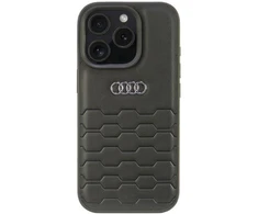 Audi Synthetic Leather Apple iPhone 16 Pro 6.3″ juodos spalvos kietas dėklas AU-TPUPCIP16P-GT/D2-BK