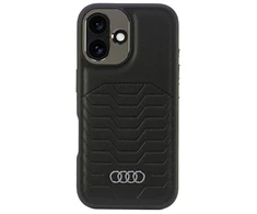 Audi Synthetic Leather MagSafe Apple iPhone 16 Plus 6.7″ juodos spalvos kietas dėklas AU-TPUPCMIP16M-GT/D3-BK