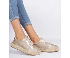 Auksinės moteriškos espadrilės su blizgučiais