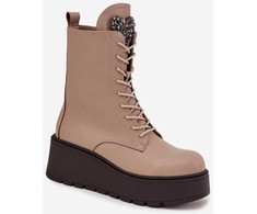 Aulinukai smėlio spalvos platforminiai su dekoru Step in Style