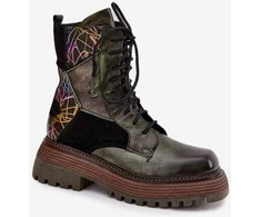 Aulinukai tamsiai žali su platforma odiniai Step in Style