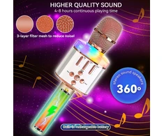 Ausinės Belaidis Bluetooth Karaoke mikrofonas Q136 Su šviesos efektais