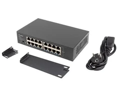 Ausinės LANBERG JUNGIKLIS RSGE-16 RACK 10"/19" (16 PRIEVADŲ, 1GB)