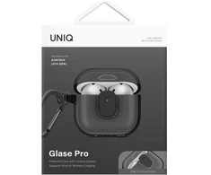 Dėklas UNIQ Glase Pro skirtas AirPods 4 Lock Case pilkos spalvos