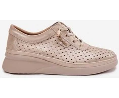 Ażurowi odiniai moteriški loafers Vinceza 79603 auksinės spalvos