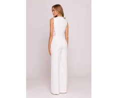 Balta moteriška elegantiška jumpsuit su nėriniais