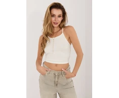 Balta rumbuota crop top palaidinė Sublevel