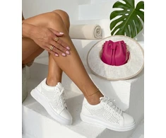 Balti perforuoti sneakersai Sophia