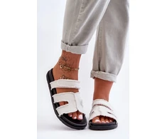 Balti tekstiliniai moteriški sandalai Step in style