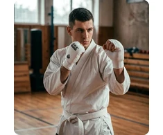 Baltosios karatė pirštinės DBX Bushido DBX-KM