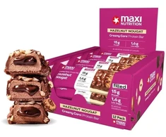 Baltyminiai batonėliai MaxiNutrition Creamy Core 12 × 45 g, lazdynų riešutų nugos skonio