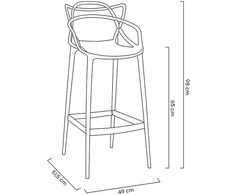Baro kėdė HILO PREMIUM 65CM, juoda, plastikinė