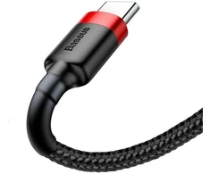 Ausinės Baseus Cafule USB-A / USB-C QC 3.0 3A kabelis 1 m - Juodas ir raudonas