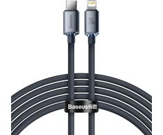 Ausinės Baseus CAJY000301 Lightning - USB-C PD QC laidas 20W 480Mb/s 2m - juodas