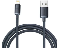 Ausinės Baseus Crystal Shine serijos USB laidas greitam įkrovimui ir duomenų perdavimui, USB Type A - Lightning, 2.4A, 2m, juodas (CAJY000101)