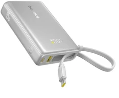 Baseus PicoGo 10 000 mAh 45 W išorinė baterija su skaitmeniniu ekranu ir integruotu USB-C laidu – titano spalvos