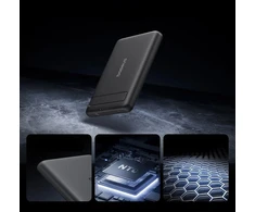 Baseus PicoGo AM31 Qi2 5000 mAh 20 W „MagSafe“ suderinamas išorinis akumuliatorius su stovu (su juodu paprastu pintų USB-C – USB-C 30 cm laidu) – juodas