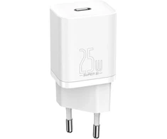 Baseus Super Si 1C greitas sieninis įkroviklis USB Type-C 25W Power Delivery Quick Charge baltas (CCSP020102)