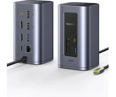 Baseus USB-C stotelė Nomos Air 12 in 1, 2x 4K HDMI, 10Gbps USB, 100W PD, Ethernet
