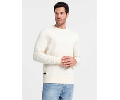 BASIC vyriškas nestiebiamas medvilninis džemperis, kreminė spalva V5 OM 0159