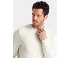 BASIC vyriškas nestiebiamas medvilninis džemperis, kreminė spalva V5 OM 0159